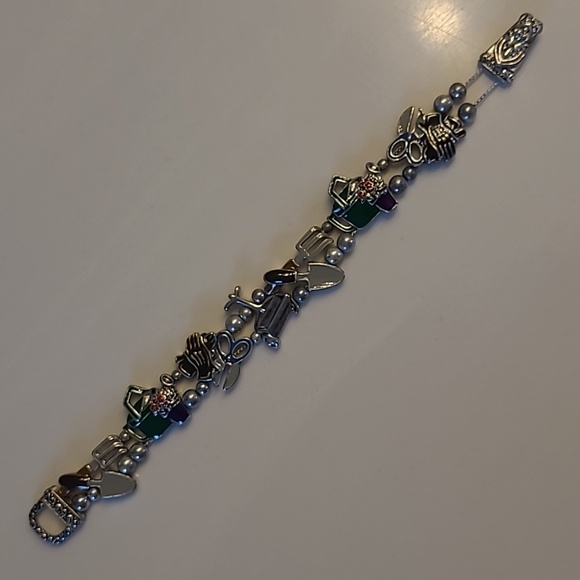Vintage Silver-tone Gardening Themed Slide Charm Bracelet - Picture 4 of 12